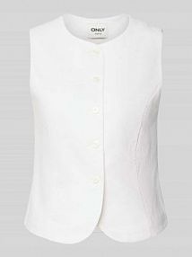 Kamizelka w kroju regular fit z mieszanki wiskozy i lnu model 'GOA' Only biała damska EAN 15363724