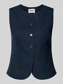 Kamizelka w kroju regular fit z mieszanki wiskozy i lnu model 'GOA' Only granatowa damska EAN 15363724