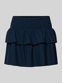 Rozkloszowana mini-spódnica z mieszanki wiskozy i lnu model 'GOA' Only granatowa EAN 15363686