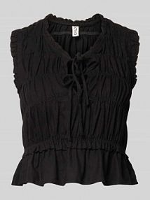 Top bluzkowy w kroju regular fit z mieszanki wiskozy i lnu model 'GOA' Only czarny damski EAN 15363693