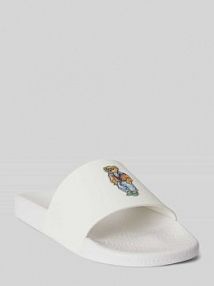 Klapki z aplikacją polo bear Polo Ralph Lauren białe damskie EAN 809P09762