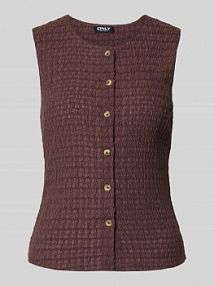 Kamizelka o kroju slim fit z fakturą tkaniny seersucker model 'ILSE' Only brązowa damska EAN 15374601