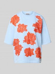 Bluza o kroju oversized z mieszanka bawełny model 'JISTA' Essentiel Antwerp niebieska damska EAN JISTA