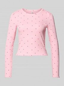Bluzka z długim rękawem o kroju slim fit z Mieszanka bawełny ekologicznej Model 'FENJA' Only różowa damska EAN 15267224