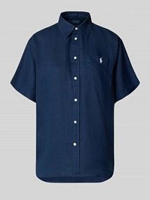 Bluzka koszulowa Oversized z czystego lnu Polo Ralph Lauren granatowa damska EAN 211A96160
