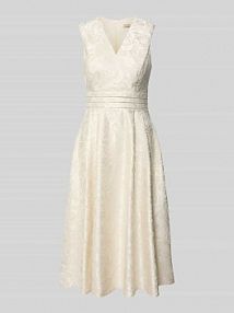 Sukienka midi w kroju regular fit z kwiatowymi haftami na całej powierzchni RINASCIMENTO biała EAN CFC0127709003