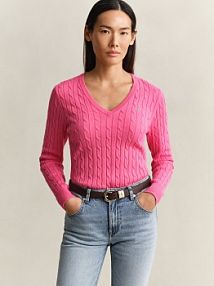 Sweter  Kobiety Bawełna wyrazisty róż jednolity XL Gant damski