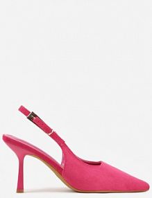 Fuksjowe szpilki Slingback VICES z Imitacji Zamszu z Prostokątną Klamerką Natuma