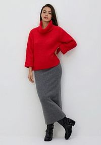 Sweter z golfem Reserved czerwony damski 037GS-33X