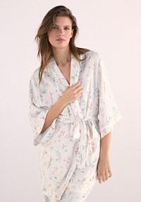 Wzorzysty szlafrok z wiskozy Reserved beżowy damski 071HQ-02X