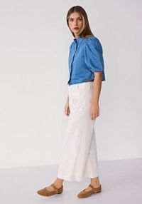 Jeansy culotte z haftem Reserved białe damskie 096IX-00J
