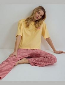 Dwuczęściowa piżama z bawełny Reserved czerwona damska 097HQ-33X