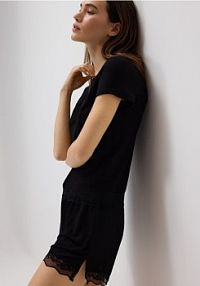 Dwuczęściowa piżama z wiskozą Reserved czarna damska 109HQ-99X