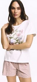 Bawełniana piżama dwuczęściowa Reserved różowa damska 112HQ-03X