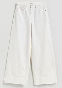 Jeansy wide leg z ozdobną wstawką Reserved białe damskie 114IX-00J