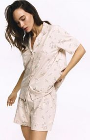 Dwuczęściowa piżama z bawełny Reserved beżowa damska 115HQ-08X