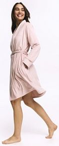 Miękki szlafrok z paskiem Reserved różowy damski 117HQ-03X