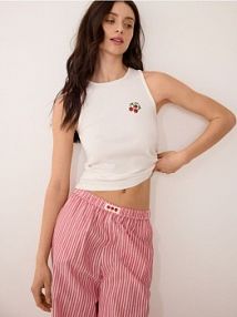 Dwuczęściowa piżama z haftem Reserved czerwona damska 120HQ-33X