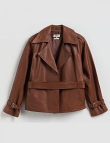 Skórzana kurtka Reserved brązowa damska 121IT-82X