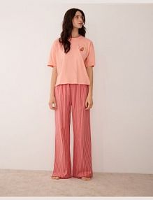 Dwuczęściowa piżama z nadrukiem Reserved czerwona damska 127HQ-29X