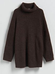 Długi sweter z golfem Reserved brązowy damski 151GS-89M