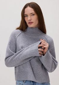 Wełniany sweter z golfem Reserved szary damski 169GS-09M