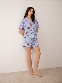 Dwuczęściowa piżama we wzory Reserved niebieska damska 179HQ-55X