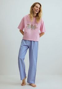 Dwuczęściowa piżama z nadrukiem Reserved niebieska damska 186HQ-55X