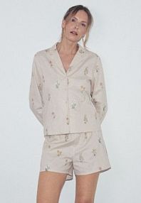 Dwuczęściowa piżama z lnem Reserved beżowa damska 198HQ-02X