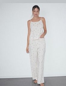 Dwuczęściowa piżama z lnem Reserved beżowa damska 199HQ-02X