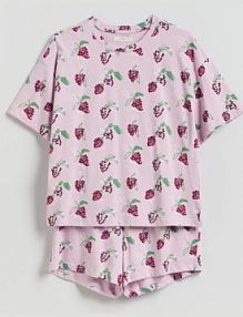 Wzorzysta piżama dwuczęściowa Reserved fioletowa damska 220HQ-04X