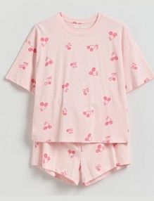 Wzorzysta piżama dwuczęściowa Reserved różowa damska 220HQ-30X