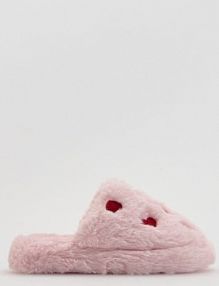 Miękkie kapcie z motywem serca Reserved różowe damskie 230HQ-03X