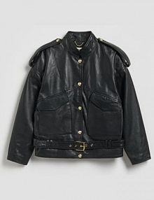 Kurtka z owczej skóry Reserved czarna damska 231JW-99X