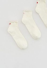 3 pack skarpet z haftem Reserved białe damskie 235HQ-01X