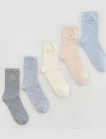 Długie skarpetki 5 pack Reserved beżowe damskie 243HQ-08X