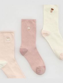 3 pack skarpet z nadrukiem Reserved różowe damskie 246HQ-03X