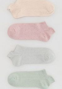 Krótkie skarpetki z haftem 5 pac Reserved różowe damskie 253HQ-03X