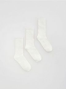 Skarpetki z bawełną 3 pack Reserved białe damskie 294HQ-01X