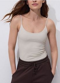 Gładki top na ramiączkach Reserved beżowy damski 311HT-08X