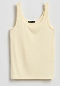 Gładki top z wiskozą Reserved żółty damski 319HT-10X