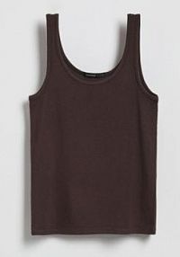 Gładki top z wiskozą Reserved brązowy damski 319HT-89X