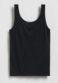 Gładki top z wiskozą Reserved czarny damski 319HT-99X