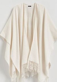Ponczo z frędzlami Reserved beżowe 321ID-12X