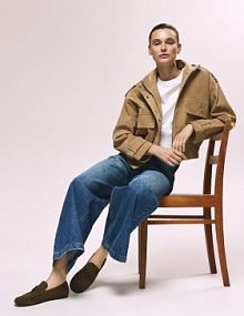 Skórzane mokasyny Reserved zielone damskie 376ID-87X