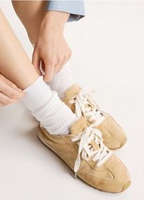 Sneakersy ze skóry owczej Reserved żółte damskie 410ID-10X