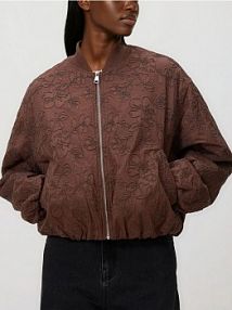 Kurtka bomberka z haftem Reserved brązowa 454IA-89X