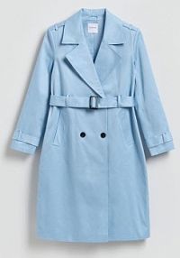 Bawełniany trencz z paskiem Reserved niebieski 458IA-50X