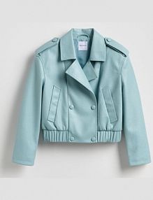 Kurtka z imitacji skóry Reserved turkusowa damska 479IA-06X