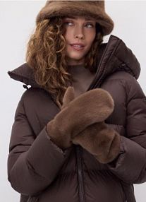 Rękawiczki z imitacji futra Reserved brązowe damskie 490FE-88X